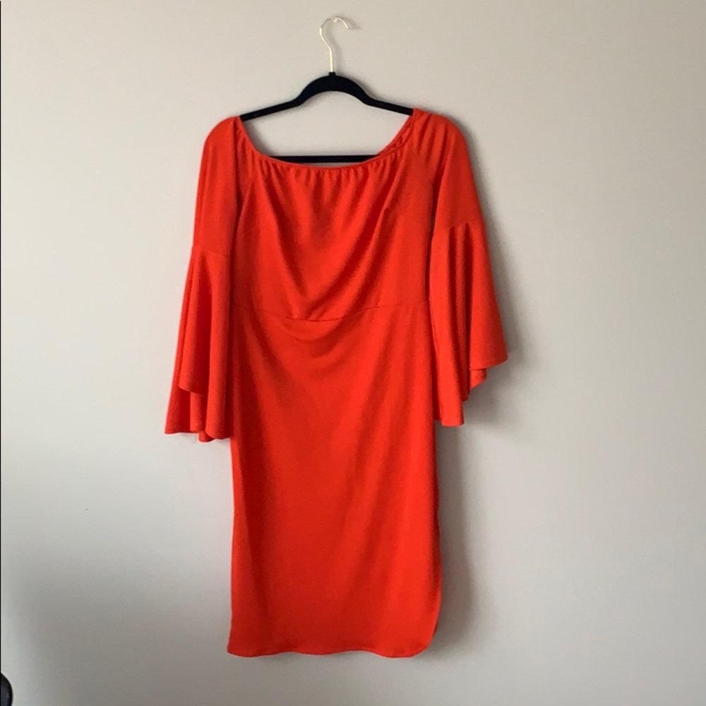 Flared sleeves red dress